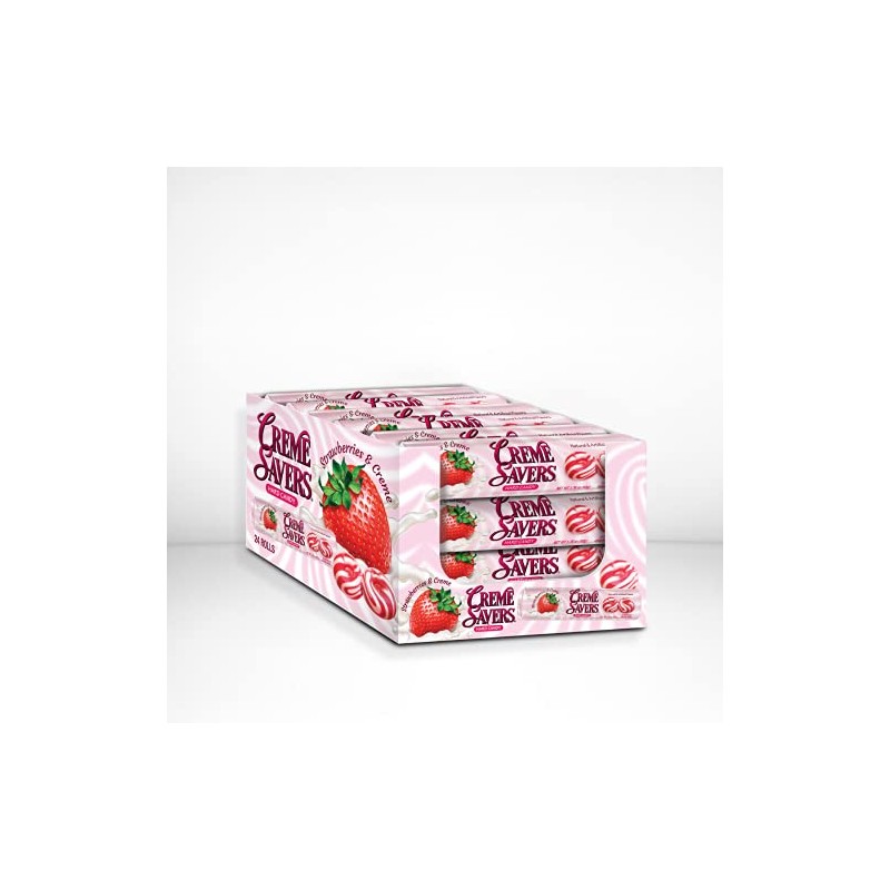 CREME SAVERS Strawberries and Creme Hard Candy, 24 Count, 0.11