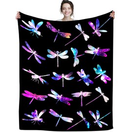 Wattnai Dragonfly Blanket Cozy Funny Lightweight Dragonflies Throw Blankets for Sister Mom Adults Women 50"x40"