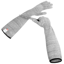 flintronic Schnittfeste Handschuhe, 1 Paar Gartenhandschuhe Damen, Schnittschutzhandschuhe mit langen Ärmeln, Hochleistungsstufe 5 Anti-Schnittärmel,Schnitthandschuhe Küche,Gartenhandschuhe, (40cm)