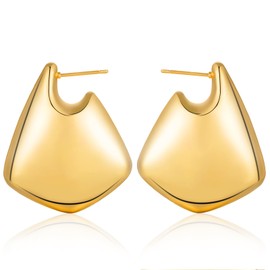 Apsvo Fin Earrings Dupe Chunky Gold Hoop Earrings for Women, Small Lightweight Tear Drop Dome Earring Trendy Jewelry Gifts Hypoallergenic (25mm)