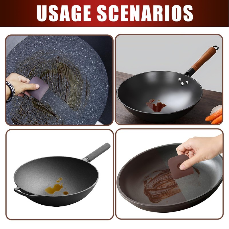 5Pcs Pan Scrapers Plastic Scraper Tool Easy Clean Non-Sticky Flexible