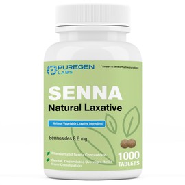 Puregen Labs Senna 8.6 mg Tablets (1000 Count) – Natural Sennosides Vegetable Laxative for Constipation, Bloating, Gas, Irregularity Relief
