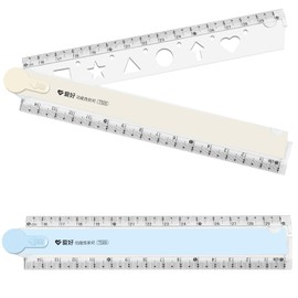 Ershyi 2 Pcs Ruler 30cm Folding, Transparent Foldable Ruler, Plastic Straight 30cm Ruler Foldable, Geometric Folding Ruler 30cm Stationery for Office School Children Students