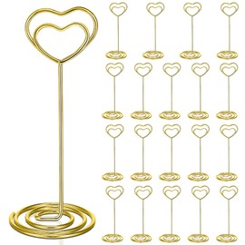 Guiqulai 20 Pcs Table Number Holders, 3.3 Inch Mini Table Number Stands Heart Shape Place Card Holder for Photo Menu Memo Short Card Stand for Wedding Party Graduation Reception Restaurant Decoration