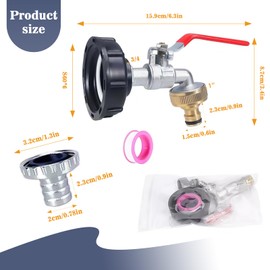 IBC Outlet Tap 3/4 Inch IBC Tank Adapter Tap IBC Tank Accessories Brass 1000L Water Tank Accessories Tap for IBC Rainwater Tanks Rain Butt