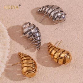 HEEYA Earrings Dupes, 18K Gold/Silver Chunky Earrings for Women, Thick Hoop Earrings for Women, Lightweight Hollow Open Hoops, Hypoallergenic 585 Gold-Plated Teardrop Earrings Fashion Jewellery Gift