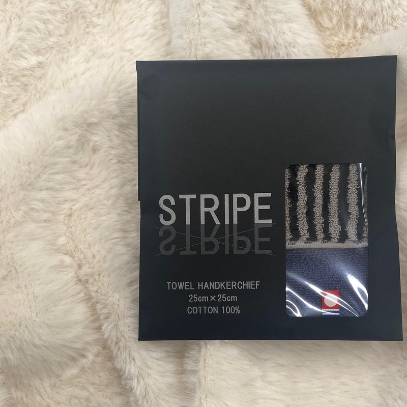 Imabari Towel, Handkerchief Towel with Packaging, Striped, Approx. 9.8 x