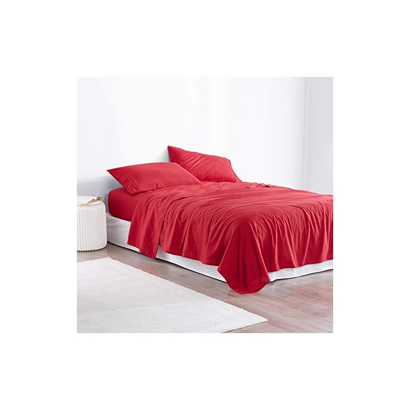 Byourbed Microfiber Twin XL Bedding Sheet Set - Cherry Red