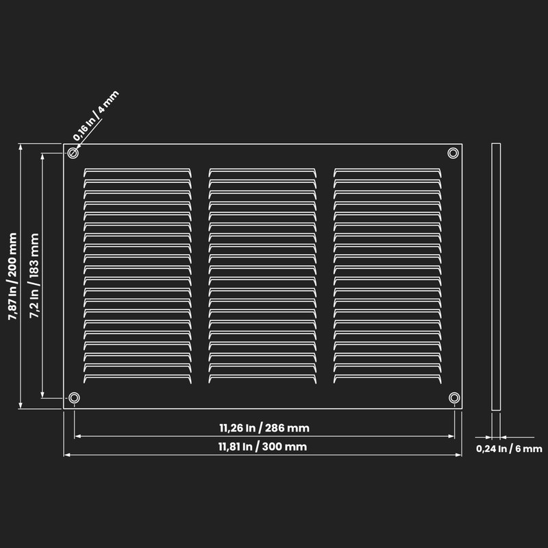 12" x 8" Inch (Outer Dimensions) Anthracite Air Vent Cover