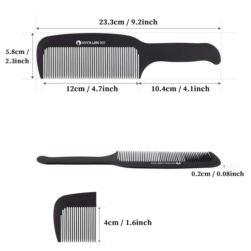 HYOUJIN 901 Black Carbon Flat Top Clipper Comb 230℃ Heat