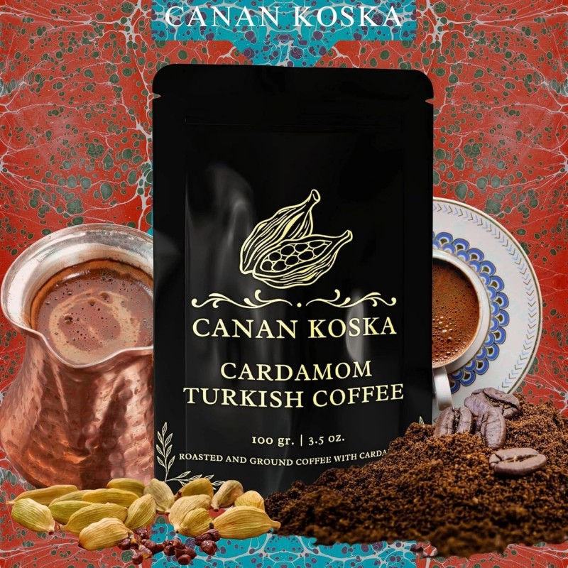 Canan Koska Cardamom Turkish Coffee -Premium Ground Coffee-Cardamo