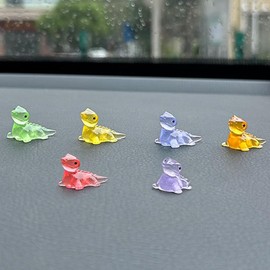 6PCS Luminous Lizard Car Rear View Mirror Accessories, Cute Mini Car Dashboard Decoration for Girl Men Women, Funny Car Interior Ornament Present for Car, Garden, Office, Home (Lizard)