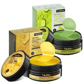 2 Paquetes 60 Pzas Parches Debajo De Los Ojos, Oro De 24KVerde, 30 Pares Mascarilla Para Ojos Hinchados Tratamiento De Ojeras, Almohadillas De Gel De 