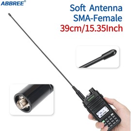 ABBREE AR-771C GMRS (155/462MHz) Antenna 15.3inch Whip Antenna SMA-Female for Baofeng UV-5R UV-5G Mini GMRS GM-15Pro GM-5RH UV-5G Plus TD-H3 UV-9G Radioddity GM-30 Plus GMRS Radios (Black)