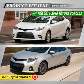 AUTOWIKI Fog Light Bezels for 2014 2015 2016 Toyota Corolla (Not for S models), 1 Pair Black Fog Lamp Covers Replacements Bezel for 14-16 Toyota Corolla Fog Lights Frames