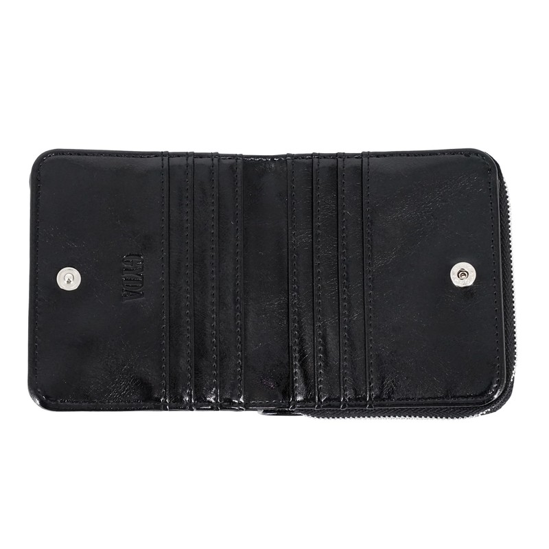 Jada GY-W291 Women's Bi-Fold Wallet, Rhinestone Logo, Mini Wallet, Denim,