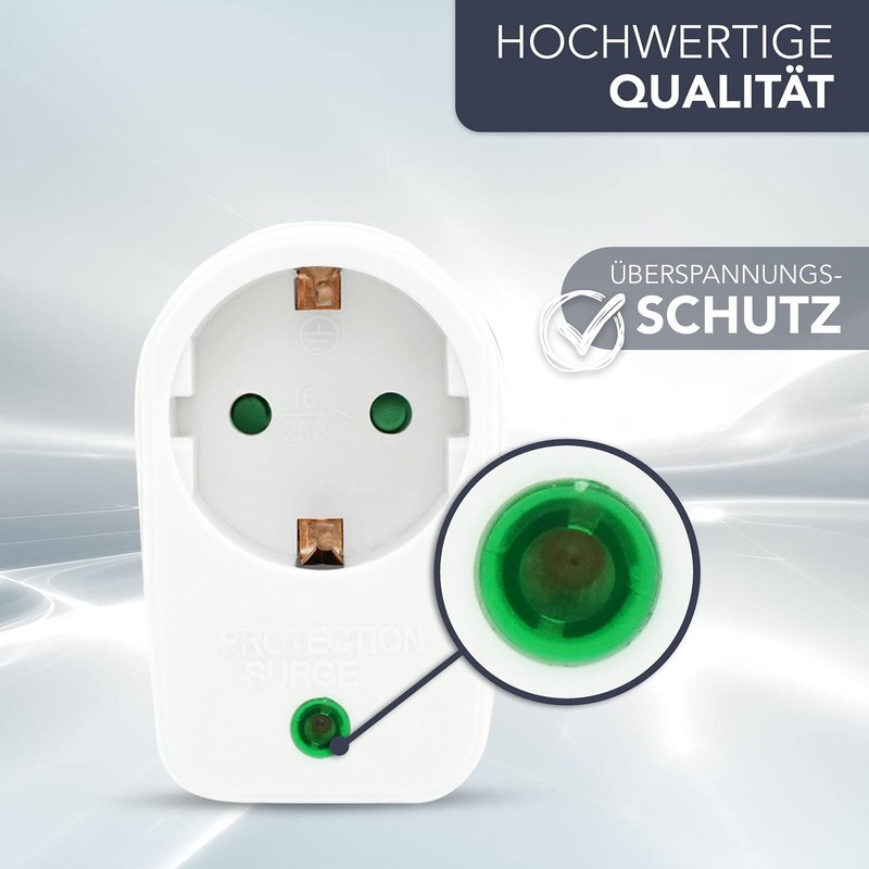 PerfectHD Steckdosenadapter mit Überspannungsschutz - Zwischenstecker - Blitzschutz - 5er-Set