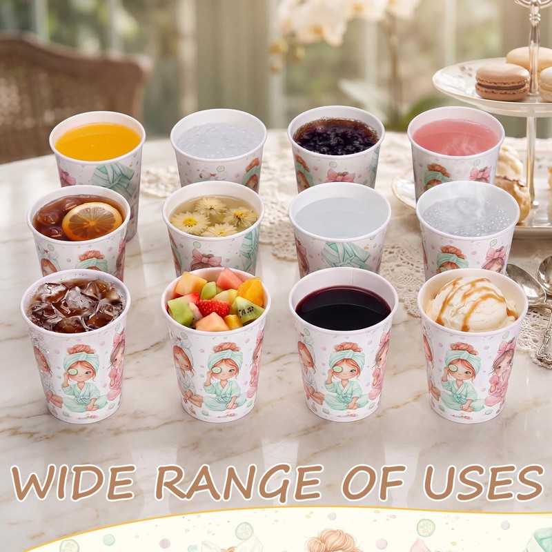 100 Pack 9 oz Spa Party Pink Cups for Girl