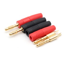 VUNIVERSUM 3 Pairs (6 Pieces) 4 mm Banana Plug Gold Plug Connector for Charger Charging Cable Laboratory Red Black DIY Pens Model Making