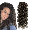 Hetto Brown Highlight Curly Clip in Hair Extensions Real Human