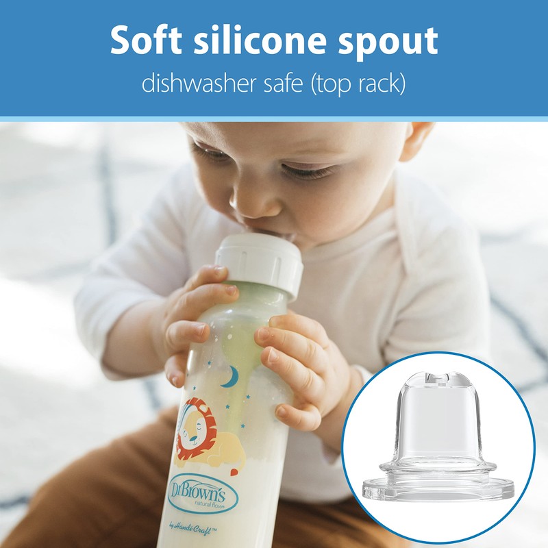 Dr. Brown's Milestones Narrow Sippy Bottle, 100% Silicone Soft Sippy