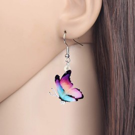 Bonsny Drop Dangle Floral Butterfly Earrings Fashion Insect Jewelry For Women Gift (Purple)