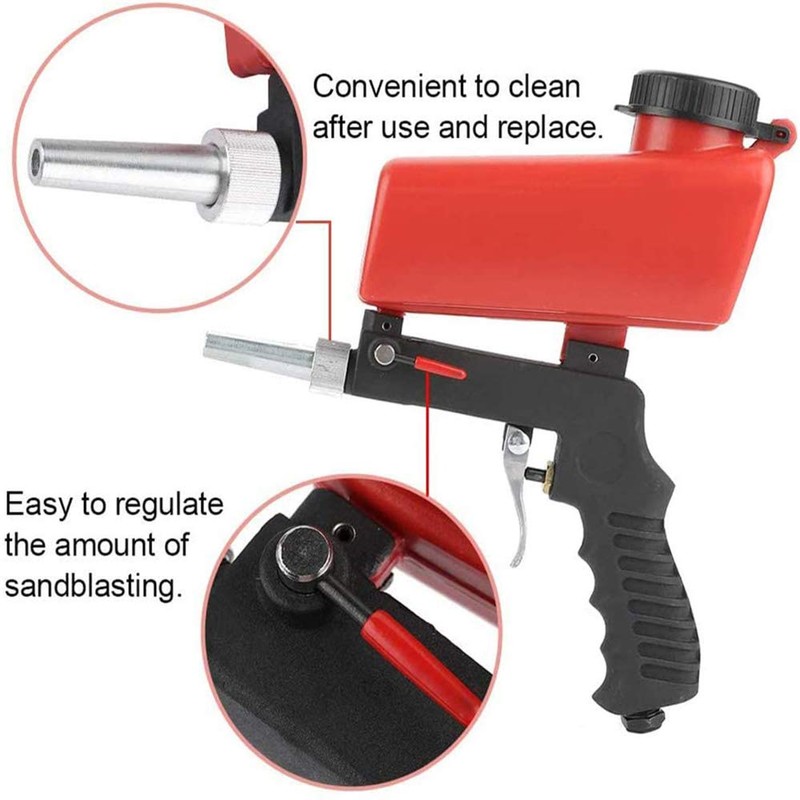 WINGONEER Air Sandblasting Gun Small Handheld Portable Sandblasting Gun Red