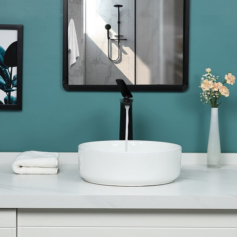 Davivy 14'' Round Vessel Sink with Pop Up Drain,Bathroom Vessel