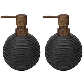 Resin Soap Dispenser Set, 2 Pack Hand Soap and Dish Soap Dispenser, Liquid Soap Dispenser for Bathroom Countertop, Dish Soap Dispenser for Kitchen, Modern Elegant Matte Black Soap Dispensers