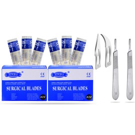 VISION TEK MED 200 Scalpel Blades #11 + #12 for Surgi, Dermaplaning, Veterinary, Taxidermy, Arts & Crafts, More - Includes 2 Handle #3