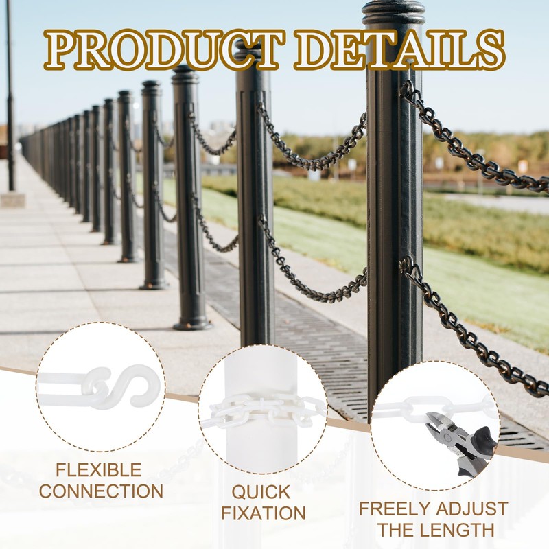 MECCANIXITY Plastic Chain 200 FT/61 M, Safety Chain White Plastic