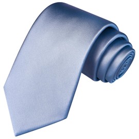 Branduce Dusty Blue Tie Solid Satin Ties for Men Silk Blend Necktie for Wedding Business (TA11-43)