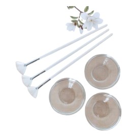 Kit 3 Pzs Brochas Y Platos Vidrio Premium Para Facial Spa