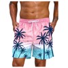 Floerns Men's Tropical Print Drawstring Swim Trunks Wide Leg Quick