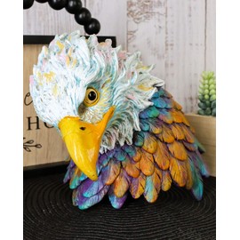 Ebros Gift Wild and Free Colorful Patriotic American Bald Eagle Bust Figurine Multi Color Spirit Rainbow Hand Painted Wings of Glory Sculpture