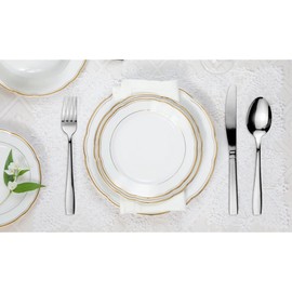 J&V TEXTILES 40-Piece Silverware Set, Food-Grade Stainless Steel Flatware Set for 8, Square Cutlery Set, Mirror Polished Tableware Eating Utensils Set for Kitchen (Silver)