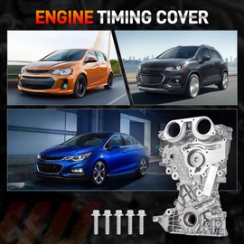 25199424 Engine Timing Cover Compatible with Chevy Sonic 2012-2017 Cruze 2011-2016 Trax 2013-2020 Buick Encore 2013-2017，Timing Chain Oil Pump Cover for 1.4L Engine Replace#25195406 55581012 55595611
