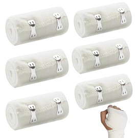 JUGUTA 6 Stück Mullbinden Mit 2 Clips Elastischer Verband Für Knie, Knöchel Und Handgelenk Selbsthaftende Bandage Wiederverwendbare Binden Kompressionsbandage Für Schnelle Heilung