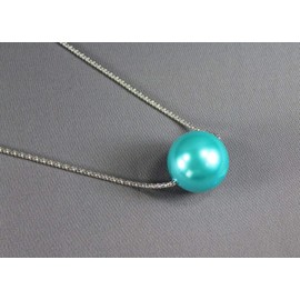 Turquoise big huge faux pearl necklace bead beaded 29 long statement sweater