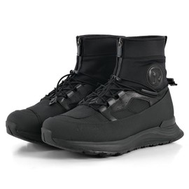 Motorcycle Shoes for Men Breathable Protective Reinforced Street Riding Shoe with Side Zipper Ankle Support Anti-Slip Sole Gear Pad Black