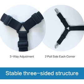 2 Piezas Sujetadores para Sábanas, Ajustables Elásticos Correas Cama Clips para Sábana Bajera Fundas de Colchón Sofá (Tipo Largo -Blanco)