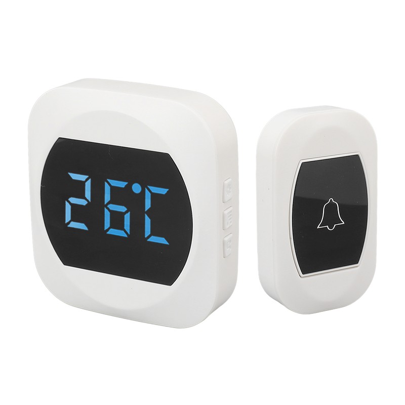 Wireless Doorbell Temperature Digital Display 4 Level Volume Adjustment Waterproof