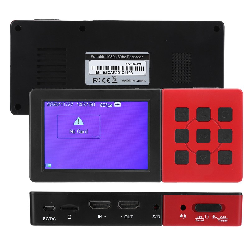 3in HDMI+AV Video Game Capture Playback Box 1080P 60 Frame