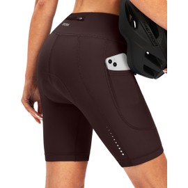 Bikewa - Pantalones cortos acolchados para mujer, 4D, para ciclismo, ciclismo, carretera, ciclismo, ciclismo, ciclismo, ciclismo, para mujer, bolsillos con cierre