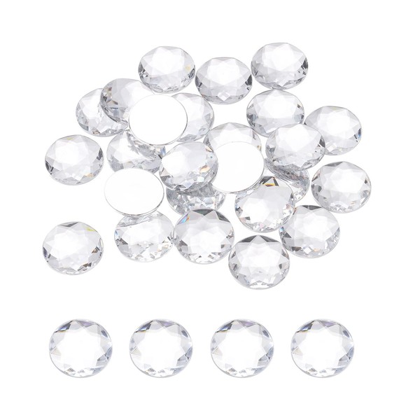 sourcing map Flat Back Round Acrylic Rhinestones,25mm White Flatback Crystal