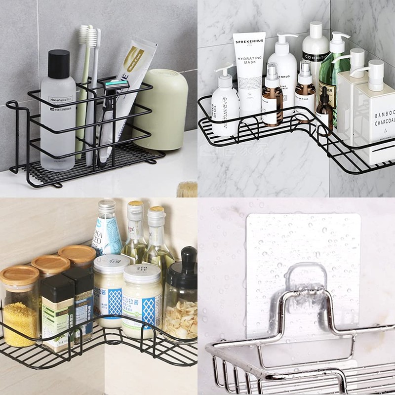 Alamic 4 Pack Shower Caddy Adhesive Sticker Hook Mount for