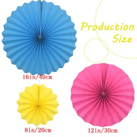 Yosawa 6Pcs Paper Fan Flowers Hanging Paper Fans Decoration for Birthday Wedding Christmas Graduation Theme Party （Color）
