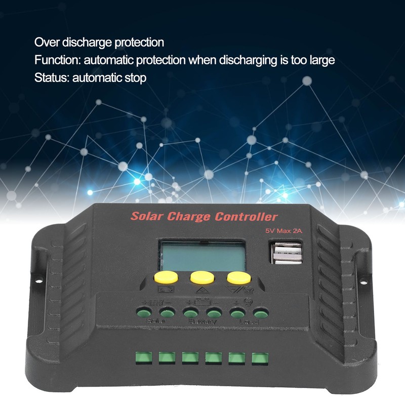 Solar Controller LCD Display with USB Mobile Phone Charging 12/24V