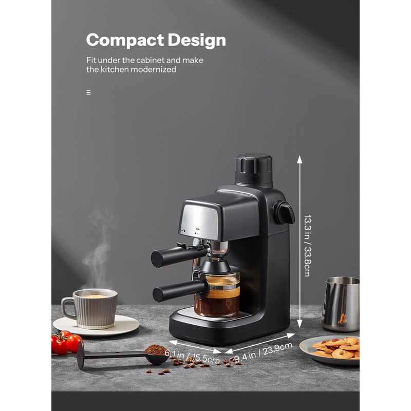 Reemix Espresso Machine 3.5 Bar, 800W Compact Size Coffee Maker
