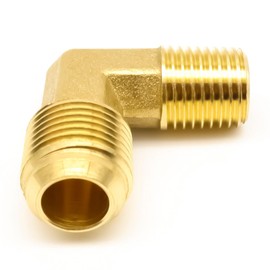 AHFMANG 3PCS 90 Degree Elbow Brass Tube Fitting 3/8" Male Flare x 1/4" NPT Male Pipe Adapter